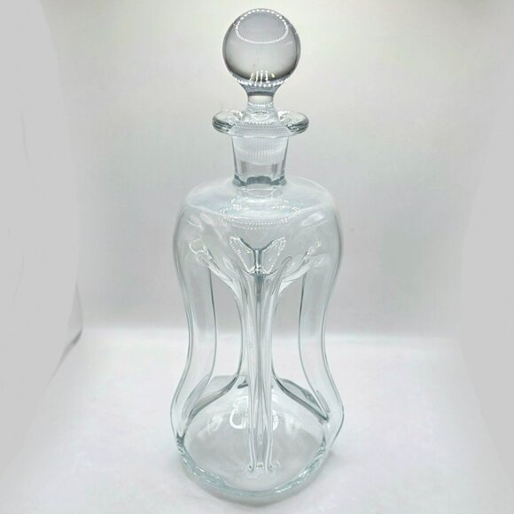VTG Holmegaard Kluk Alcohol Decanter Danish Stopper Pinch Art Glass Blue Tint - Picture 2 of 15